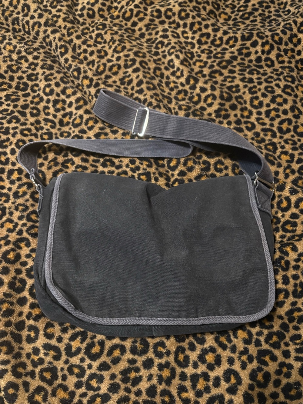 Black Canvas Messenger Bag - small